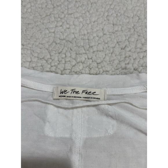 We the Free People Size M White V-Neck Long Sleeve Shirt Top Basic Casual Tee - Picture 2 of 8